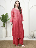 Exclusive Hand Embroidered Chikankari Chanderi Dyeable Co-ord Set - Coral Pink
