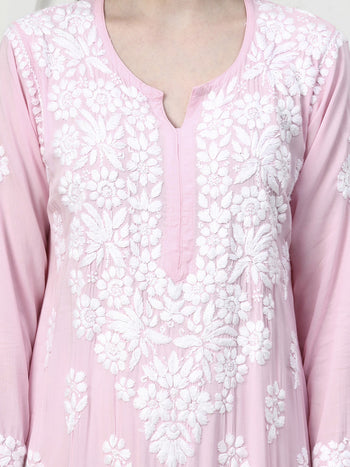 Elegant Pink Modal Embroidered Kurti