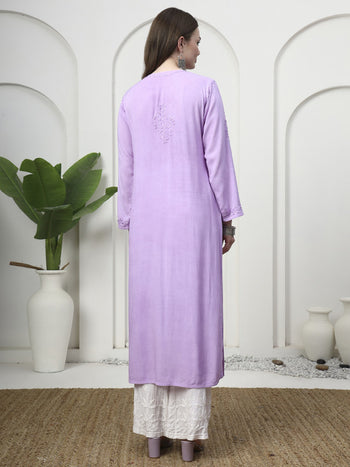 Enchanting Lavender Rayon Chikankari Kurti