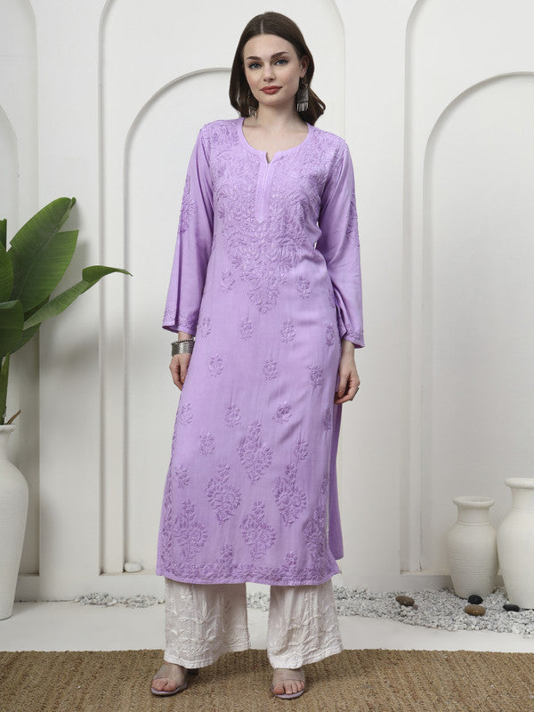 Enchanting Lavender Rayon Chikankari Kurti