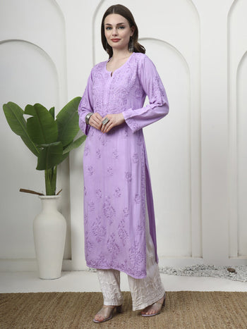 Enchanting Lavender Rayon Chikankari Kurti