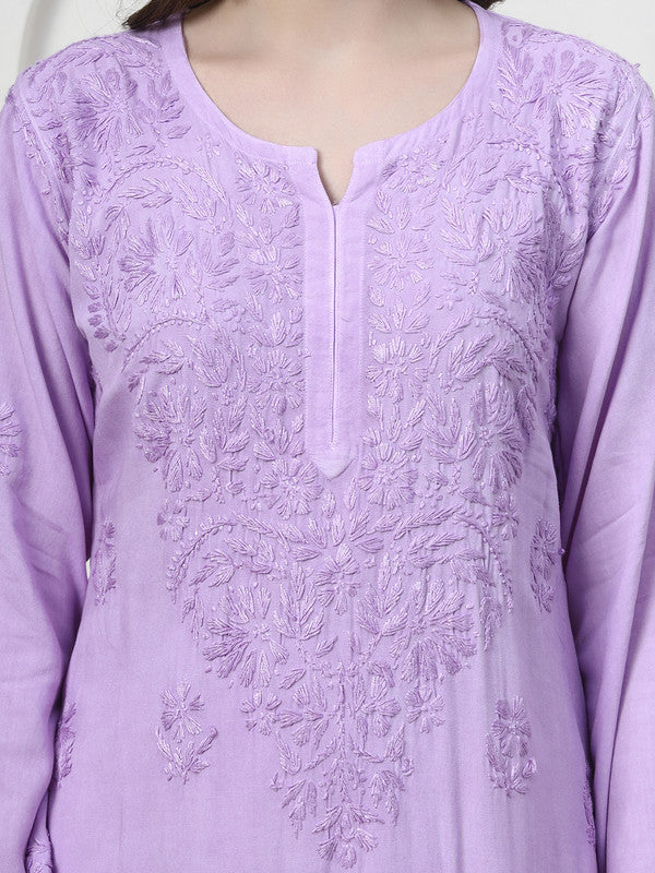 Enchanting Lavender Rayon Chikankari Kurti