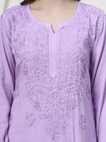 Enchanting Lavender Rayon Chikankari Kurti
