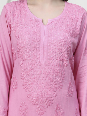 Unique Pink Rayon Kurti with Heavy Border