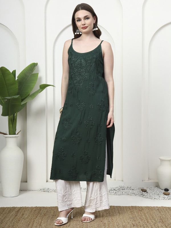 Stylish Noodle Strap Rayon Kurti