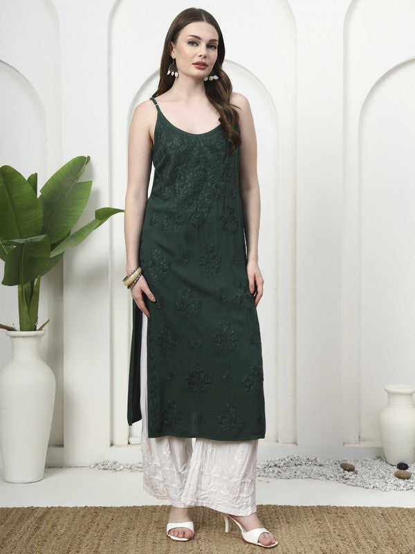 Stylish Noodle Strap Rayon Kurti