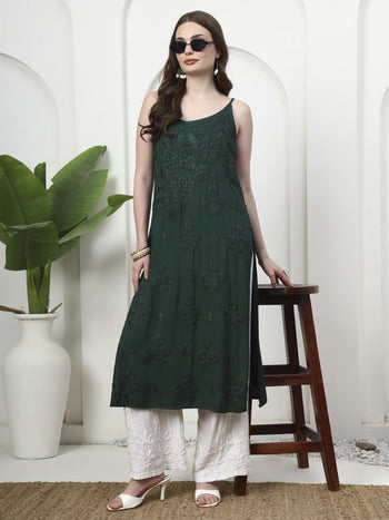 Stylish Noodle Strap Rayon Kurti